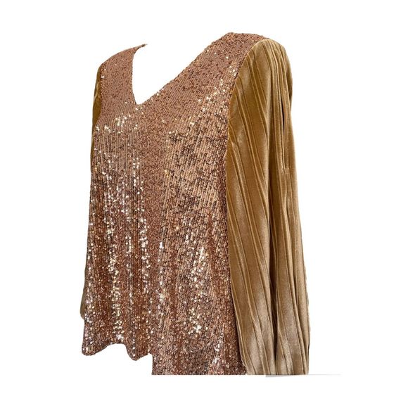 Cable & Gauge Sequins/ Velvet V Neck Top Sz M - Picture 3 of 10